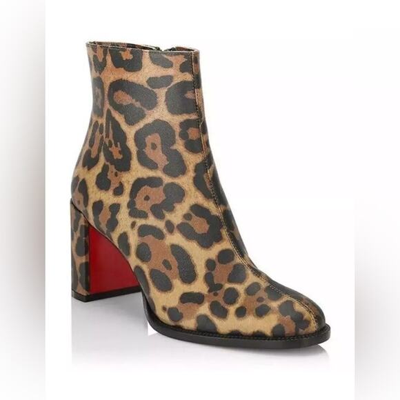 Christian Louboutin Adoxa Ankle Boots Size 36 Leopard Print Booties - Picture 3 of 13